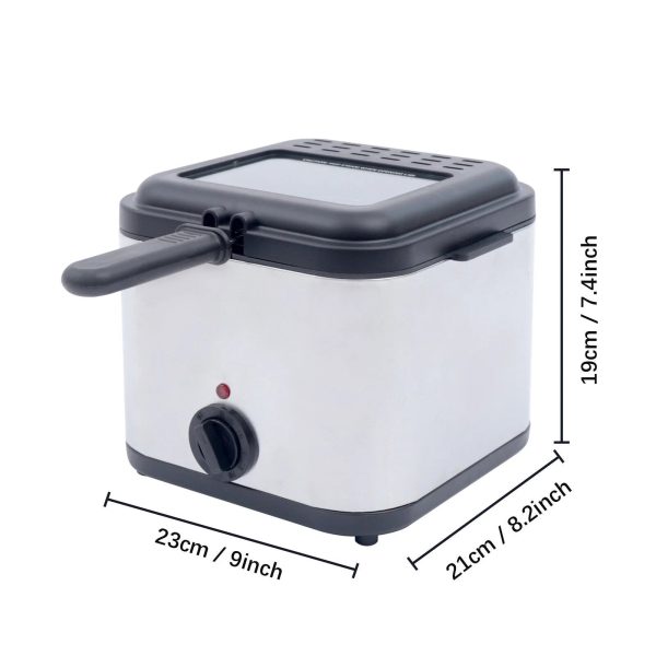 DENEST 1KW Stainless Steel Electric Deep Fryer w/Basket, Adjustable Control Temperature - Image 2