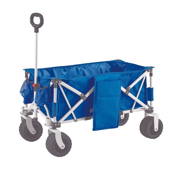 Mainstays Folding All-Terrain Wide-Track Wheeled Beach Wagon， Blue - Image 3