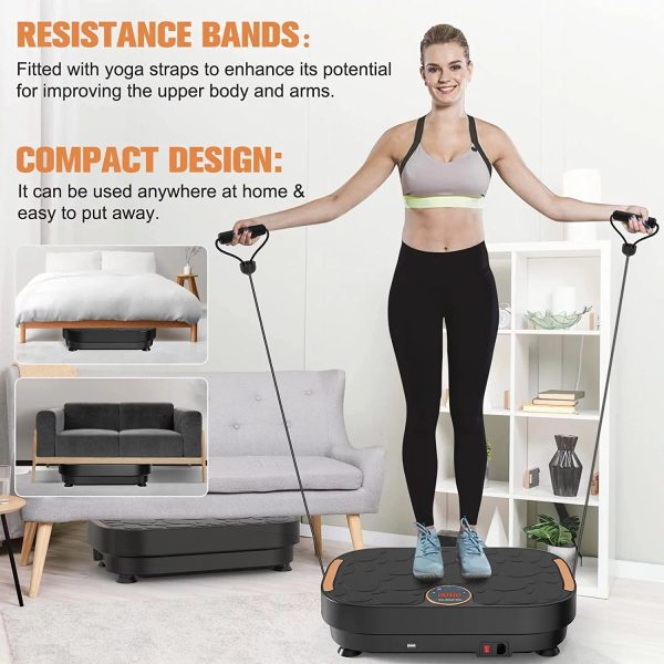 Vibrate Plate Exercise Machine Vibration Platform for Home Gym Whole Body Workout Weight Loss Shaping Toning with Resistance Bands,330lbs,Black RELIFE REBUILD YOUR LIFE - Image 3