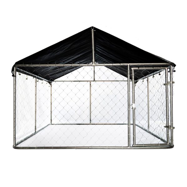 Petony Outdoor Dog Kennel Dog Cage Dog Playpen Dog Fence Chicken Coop Hen House Heavy Duty Pet Playpen with Large Galvanized Chain Link with UV and Water Resistant Black Proof Cover - Image 3