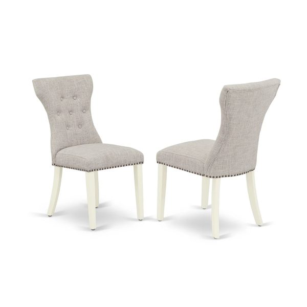 HomeStock Rustic Recluse 6-Piece Kitchen Dinette Set-Doeskin Linen Fabric Seat Parson Dining Room Chairs, A Rectangular Bench And Rectangular Top Kitchen Table - Linen White And Linen White Finish - Image 3