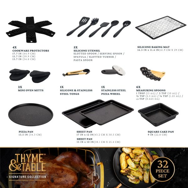 Thyme & Table 32-Piece Cookware & Bakeware Non-Stick Set, Black - Image 3