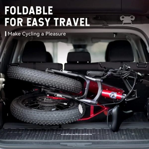 HOVSCO Folding Electric Bike, 750W Step-Thru 20 inch Fat Tire Ebike, 28 MPH, 48V 15Ah Removable Battery, Dual Hydraulic Suspension & Brake, Red - Image 9