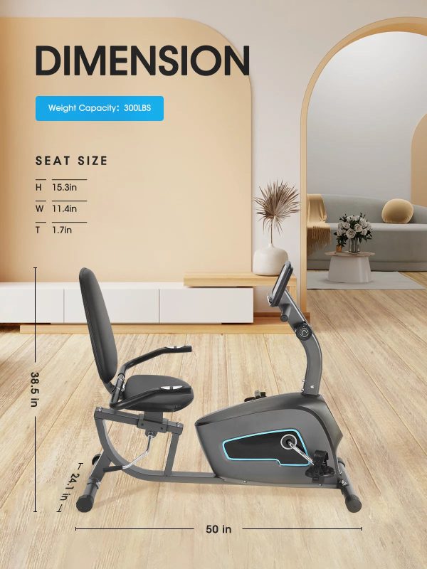 Recumbent Exercise Bike Indoor Stationary Exercise Bike for Home Use with Pluse Monitor/Tablet Holder - Image 5