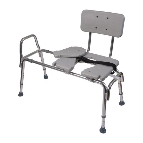 DMI Tub Transfer Bench and Sliding Shower Chair， Heavy Duty Non Slip Aluminum Body and Seat - Image 2