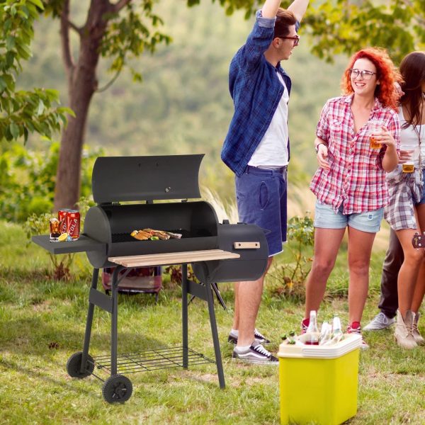 Outsunny 48" Steel Portable Backyard Charcoal BBQ Grill and Offset Smoker Combo - Image 3