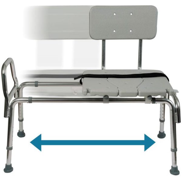 DMI Tub Transfer Bench and Sliding Shower Chair， Heavy Duty Non Slip Aluminum Body and Seat - Image 6