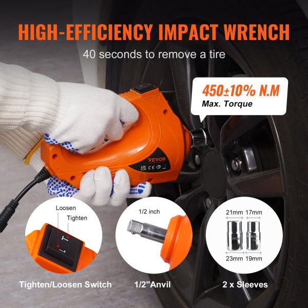 VEVOR Electric Car Jack, 5 Ton 12V Electric Hydraulic Car Jack with Impact Wrench Inflator Pump for SUV Sedans - Image 4