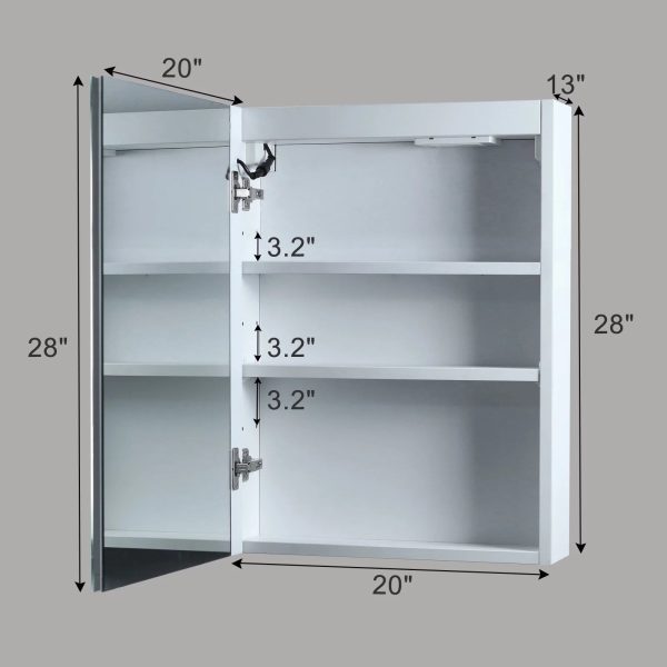LED Bathroom Wall Cabinet with Single Door and Mirror, White Finish - Storage, Illumination, Space-saving - Ideal for Small Bathrooms - Image 2