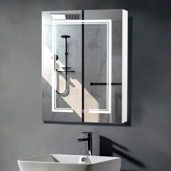 LED Bathroom Wall Cabinet with Single Door and Mirror, White Finish - Storage, Illumination, Space-saving - Ideal for Small Bathrooms - Image 9