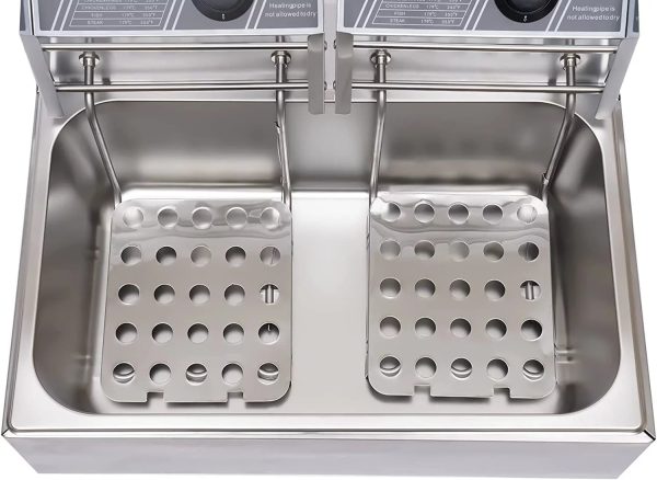 Miumaeov Stainless Steel Deep Fryer with Frying Baskets and Lid, 12.7QT/12L Capacity Countertop Deep Fryer, Frying Machine - Image 7