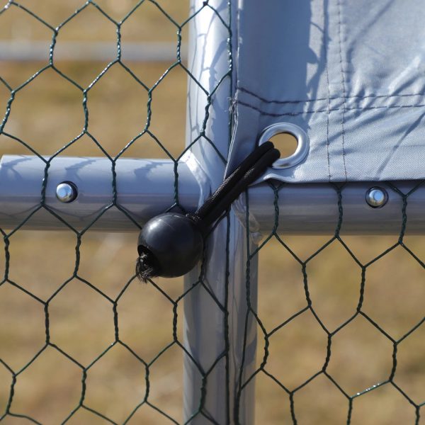 GFVCNIO PawHut Large Coop Metal Run with Waterproof and Anti-UV Cover Spire Shaped Walk-in Fence Cage Hen House for Outdoor and Yard Farm Use 1.26” Tube Diameter 9.8‘ x 6.6‘ x 6.4‘ - Image 7
