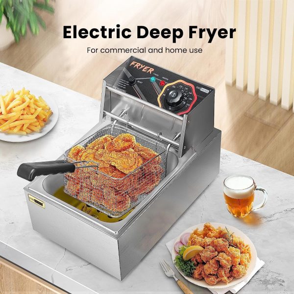 VIVOHOME 2500W 10.6 QT Electric Deep Fryer with 6.3 QT Removable Basket, Temperature Adjustable 140-392℉ - Image 2