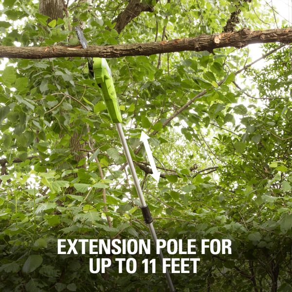 Greenworks 40V 8" Cordless Pole Saw with 2.0 Ah Battery and Charger， 1403702 - Image 5