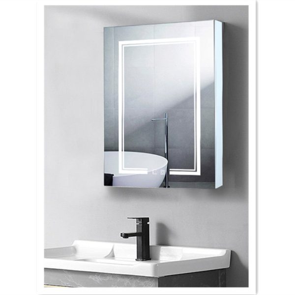 LED Bathroom Wall Cabinet with Single Door and Mirror, White Finish - Storage, Illumination, Space-saving - Ideal for Small Bathrooms - Image 6