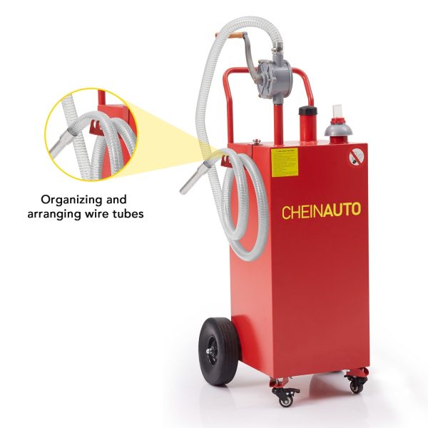 Gas Caddy, 35 Gallon Fuel Transfer Tanks with Casters & Wheels Portable Fuel Storage Tank for Cars, Boats, Lawn Mowers - Image 4