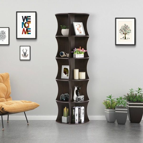 Nesuncia 77" H 5 Tier Corner Shelf Plant Stand Open Bookshelf Unique Furniture - Image 3