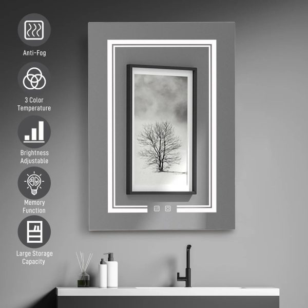 LED Bathroom Wall Cabinet with Single Door and Mirror, White Finish - Storage, Illumination, Space-saving - Ideal for Small Bathrooms - Image 8
