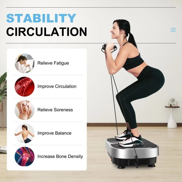 Vibration Plate Power Vibrate Fitness Platform Exercise Machine for Lymphatic Drainage Weight Loss Fat Burner with Loop Bands Remote Control RELIFE REBUILD YOUR LIFE - Image 3