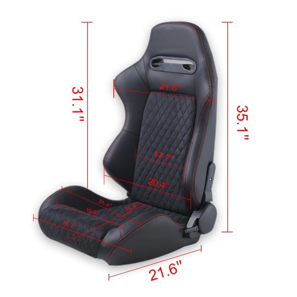 High Quality Racing Seat with Suade Material Double Slider Design - Set of 2 Pieces - Image 8
