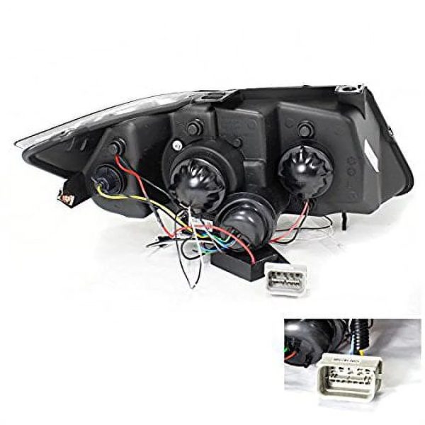 Spec-D Tuning 2LHP-E9005G-8-TM BMW E90 3-Series 4Dr R8 Led Strip Drl Projector Headlights Glossy Black - Image 4