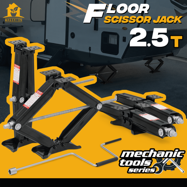 Magshion 2.5 Ton Scissor Jack Set of 4, 5000lbs Heavy Duty Car Jack Lift Kit with Handle, RV Trailer Stabilizer Leveling Scissor Jacks Set, Black - Image 2