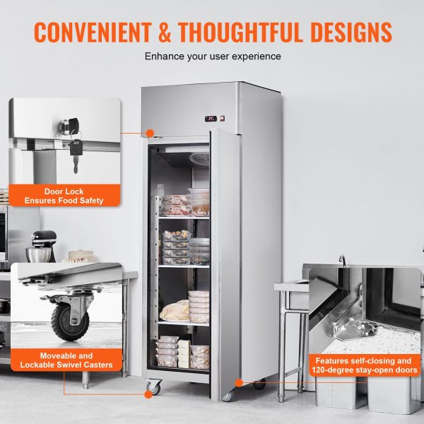 SKYSHALO Commercial Freezer 19.32 Cu.ft Reach In Upright Freezer 1 Door 4 Shelves - Image 6