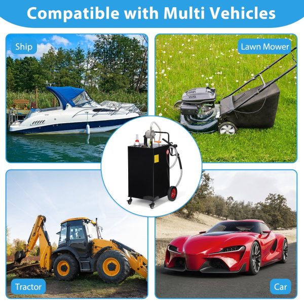 Fuel Caddy, 30 Gallon Portable Gas Storage Tank On 4 Wheels with Manual Transfer Pump, Gasoline Diesel Fuel Container with Manual Transfer Siphon Pump, for Cars, Lawn Mowers, ATVs, Boats - Image 4