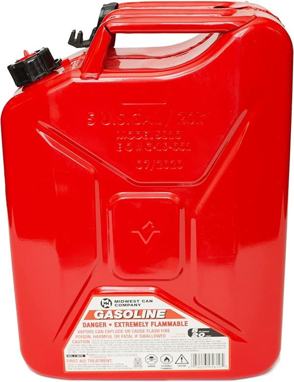 Midwest Can 5-Gal Metal Gas Can w/ Spout 2 Pack - Image 3