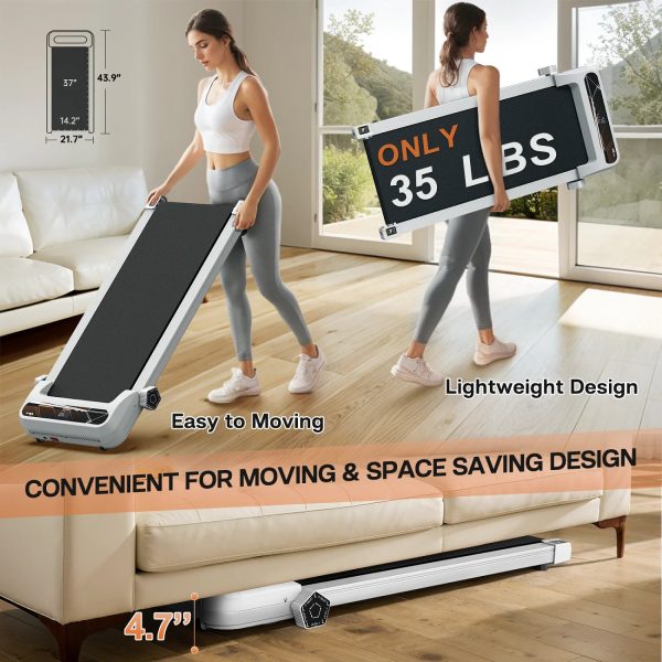 FYC Walking Pad Treadmill for Home with Incline, 2.5HP Low Noise Walking Jogging Running Machine with Remote Control, LED Display and Bluetooth, Under Desk Treadmill for Home Office, White - Image 7