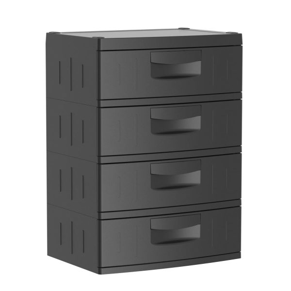 Hyper Tough 4 Drawer Plastic Garage Storage Cabinet 18.7 D x 25.39 W x 35.31 H， Black - Image 2