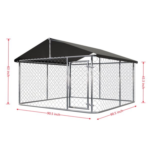 Petony Outdoor Dog Kennel Dog Cage Dog Playpen Dog Fence Chicken Coop Hen House Heavy Duty Pet Playpen with Large Galvanized Chain Link with UV and Water Resistant Black Proof Cover - Image 8