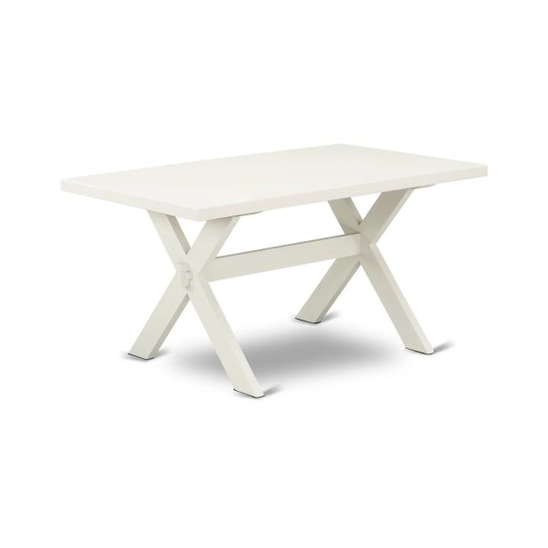 HomeStock Rustic Recluse 6-Piece Kitchen Dinette Set-Doeskin Linen Fabric Seat Parson Dining Room Chairs, A Rectangular Bench And Rectangular Top Kitchen Table - Linen White And Linen White Finish - Image 2