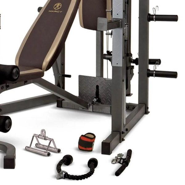 Marcy Combo Heavy Duty Full Body Home Exercise Gym Equipment, Gray/Brown - Image 7