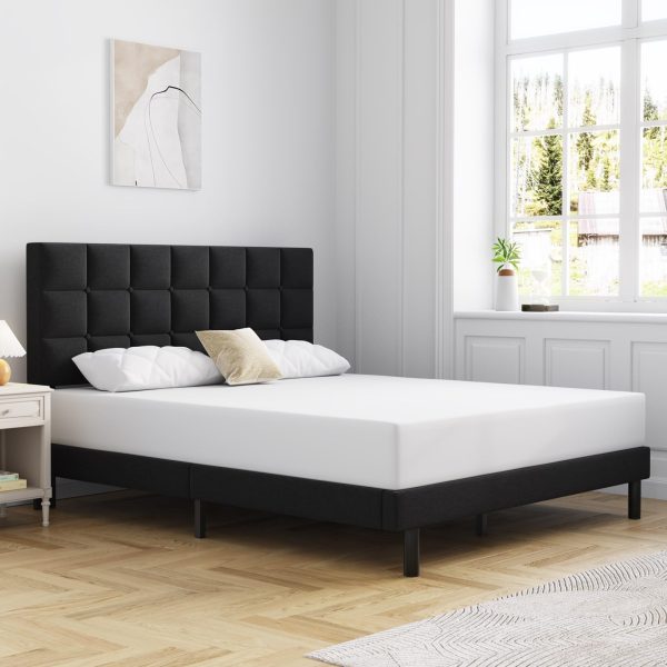 Molblly Full Bed Frame Upholstered Platform with Headboard and Strong Wooden Slats, Non-Slip and Noise-Free,No Box Spring Needed, Easy Assembly,Black - Image 3