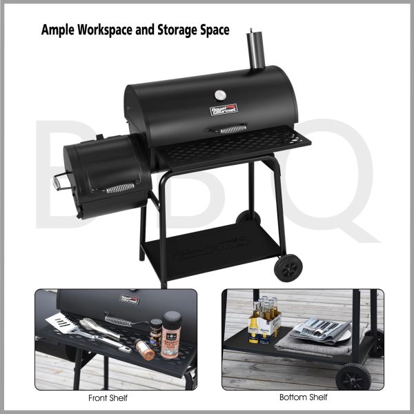 Royal Gourmet 30" CC1830F Charcoal Grill with Offset Smoker - Image 5