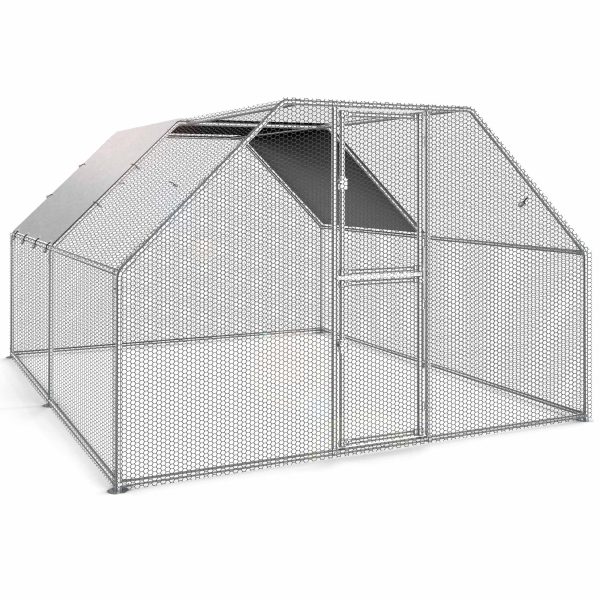Dextrus Chicken Run Coop 13.1 x 9.8 x 6.4 ft Large Metal Chicken Coop Spire Shaped, Walk-in Hen Cage, Outdoor Poultry Cage with Waterproof Cover and Wire Mesh for Backyard,Yard Outdoor - Image 5