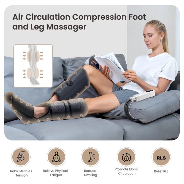 PureHeal Leg Massager for Circulation, Air Compression Foot and Leg Massage with 5 Modes and 5 Intensities, Black - Image 6
