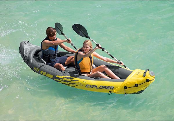 Explorer K2 Kayak�� 2-Person Inflatable Kayak Set with Aluminum Oars and High Output Air Pump - Image 4