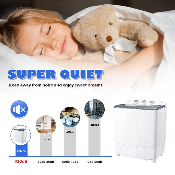 Homguava Portable Washing Machine 17.6Lbs Capacity Washer and Dryer Combo 2 In 1 Mini Compact Twin Tub Washing Machine Laundry Washer(11Lbs) & Spinner(6.6Lbs) with Built-in Gravity Drain Pump,Low Nois - Image 7