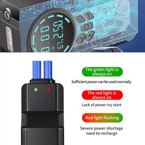 Ozmmyan Car Inflator Battery Jump 2-in-1 1000A Emergency Start Power Supply 12V Battery Pack Battery Booster Jump Box Portable Charger Jumper Cables LED Display Screen Car Accessories Clearance - Image 7