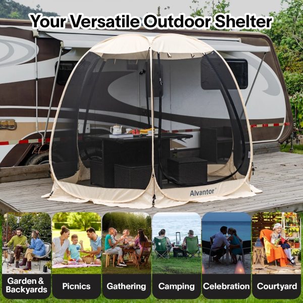 Screen Room House 10x10 Outdoor Family Camping Tent Pop Up Sun Shade Canopy Dining Gazebo by Alvantor - Image 9