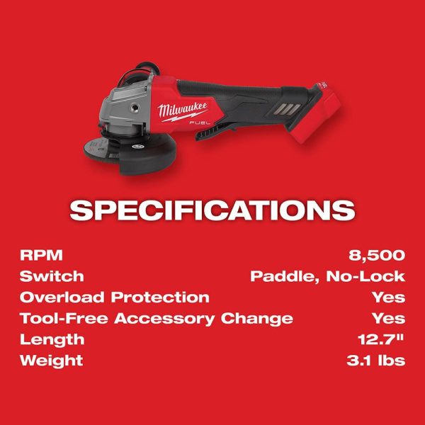 Milwaukee M18 FUEL 4-1/2" / 5" Grinder Paddle Switch No-Lock Kit 2880-22 from Milwaukee - Image 8
