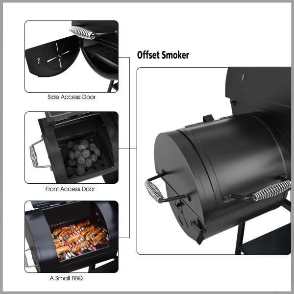 Royal Gourmet 30" CC1830F Charcoal Grill with Offset Smoker - Image 6