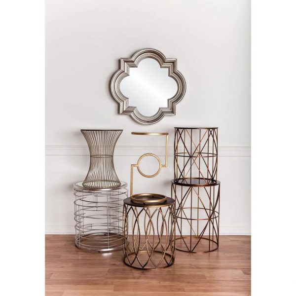 Modern Farmhouse Metal Round Side Table in Champagne Antique and Gold with Open Frame Base 17 inches W X 20 inches H Bailey Street Home - Image 2