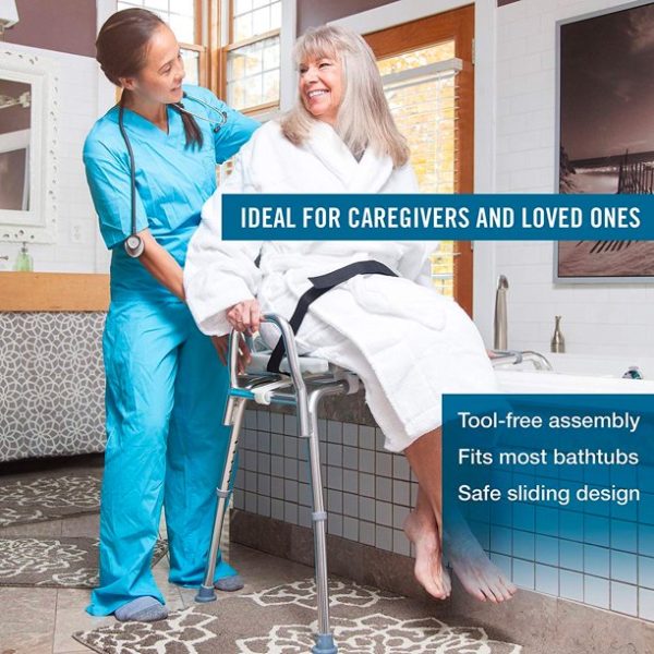 DMI Tub Transfer Bench and Sliding Shower Chair， Heavy Duty Non Slip Aluminum Body and Seat - Image 5
