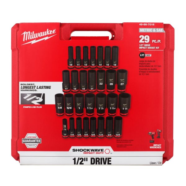 Milwaukee 49-66-7016 29-Piece SHOCKWAVE Impact Duty 1/2 in. Drive SAE and Metric Deep 6 Point Socket Set - Image 16