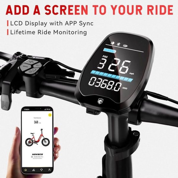 HOVSCO Folding Electric Bike, 750W Step-Thru 20 inch Fat Tire Ebike, 28 MPH, 48V 15Ah Removable Battery, Dual Hydraulic Suspension & Brake, Red - Image 2