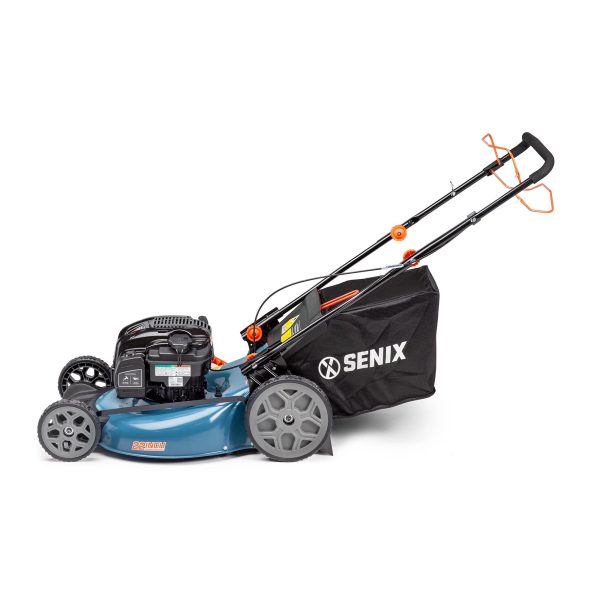SENIX 22-Inch 163 cc 4-Cycle Gas Powered RWD Self-Propelled Lawn Mower, 3-In-1, 1-Step Start Auto Choke, Single Lever Height Adjustment, 11-In Rear Wheels, LSSG-H1 - Image 4