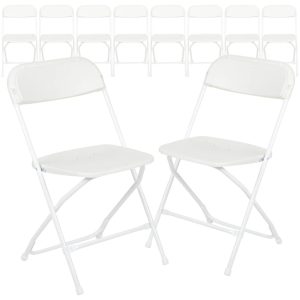 Flash Furniture 10-Pack White Standard Folding Chair with Solid Seat (Indoor)